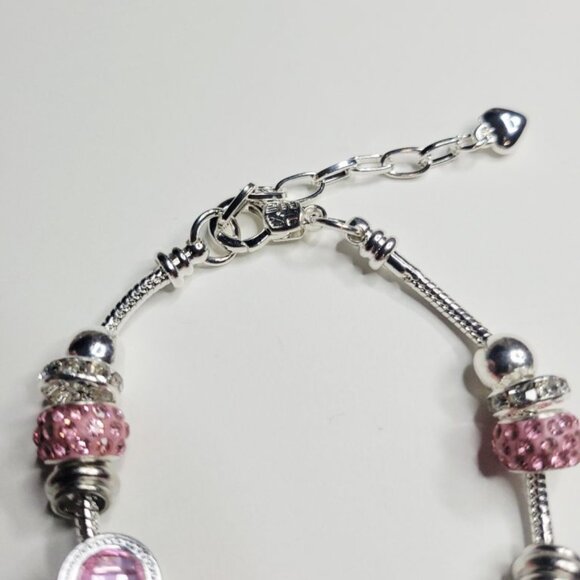NWT Pandora Style Charm Bracelet Hello Kitty Pink And Silver Color, Med - Large - Picture 2 of 6